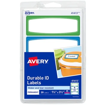Avery® 41413 3 1/2" x 1 1/4" Assorted Color Handwrite Only Durable Kids' Gear Label - 20/Pack