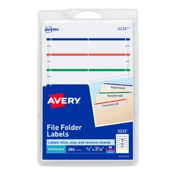 Avery® 5235 2/3" x 3 7/16" Removable Assorted Color File Folder Labels - 252/Pack