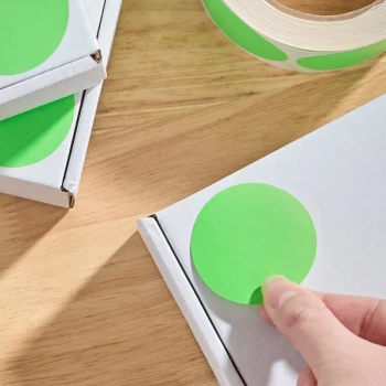 Lavex 2" Fluorescent Green Matte Paper Permanent Round Inventory Label - 500/Roll