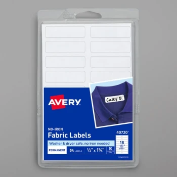 Avery® 40720 1/2" x 1 3/4" White Rectangle No-Iron Write-On Fabric Labels - 54/Pack