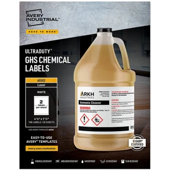 Avery® 60502 UltraDuty 4 3/4" x 7 3/4" GHS Chemical Labels for Laser Printers - 100/Pack