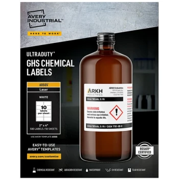 Avery® 60505 UltraDuty 2" x 4" GHS Chemical Labels for Laser Printers - 500/Pack