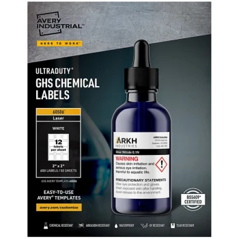 Avery® 60506 UltraDuty 2" x 2" GHS Chemical Labels for Laser Printers - 600/Pack