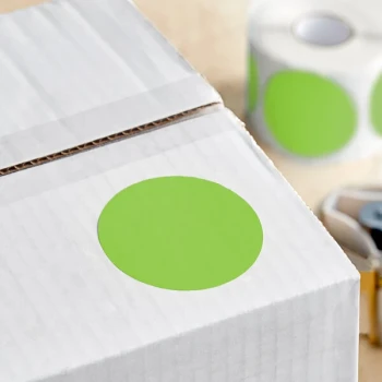 Lavex 3" Fluorescent Green Semi-Gloss Paper Permanent Round Inventory Label - 500/Roll