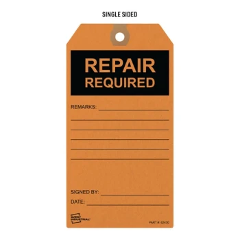 Avery® 3" x 5 3/4" "Repair Required" Orange Pre-Printed Pre-Strung Cardstock Repair Hang Tags - 25/Pack