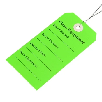 LK Packaging TCEG 2 5/16" x 4 3/4" Green "Clean Equipment" Tag with Wire Tie - 500/Case