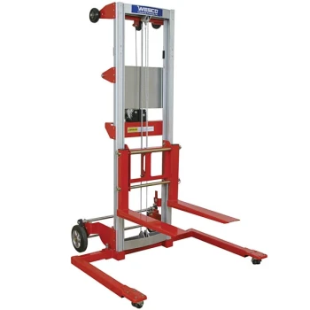 Wesco Industrial Products 400 lb. Hand Winch Lift with 22 1/2" Forks, Adjustable Straddle Base and 120" Lift Height 273513