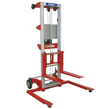 Wesco Industrial Products 500 lb. Hand Winch Lift with 22 1/2" Forks, Adjustable Straddle Base and 70" Lift Height 273514