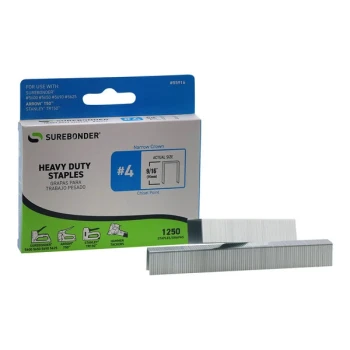 Surebonder 9/16" #4 Heavy-Duty Narrow Crown Staples 1,250-Count 55916 - 50/Case