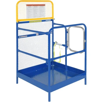 Vestil 36" x 36" Steel Work Platform with 42" Handrail, 21" Midrail, and 60" Rear Gate WP-3636 - 1,000 lb. Capacity