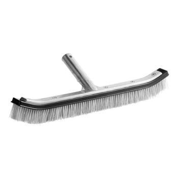 Kemp USA 18" Curved Aluminum Back Pool Brush with Nylon and Stainless Steel Bristles 21-001-18-NYL-STL