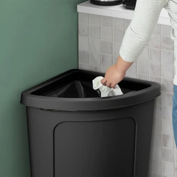 Lavex 21 Gallon Black Corner Round Rim Top Trash Can Lid