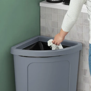 Lavex 21 Gallon Gray Corner Round Rim Top Trash Can Lid