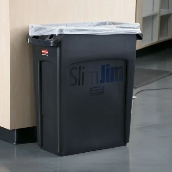 Rubbermaid® 1955959 Slim Jim 64 Qt. / 16 Gallon Black Rectangular Trash Can