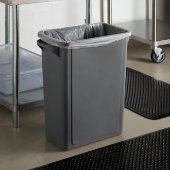 Lavex 16 Gallon Gray Slim Rectangular Trash Can