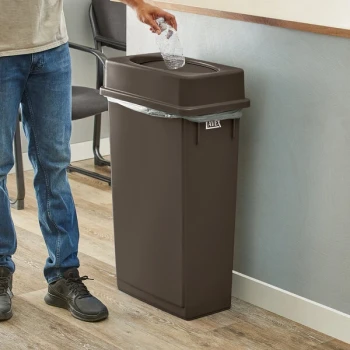 Lavex 23 Gallon Brown Slim Rectangular Trash Can and Brown Drop Shot Lid