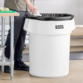 Lavex 55 Gallon White Round Commercial Trash Can