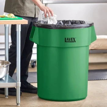 Lavex 55 Gallon Green Round Commercial Trash Can