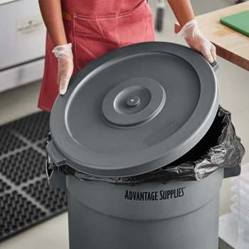 Advantage Supplies 32 Gallon Gray Round Commercial Trash Can Lid