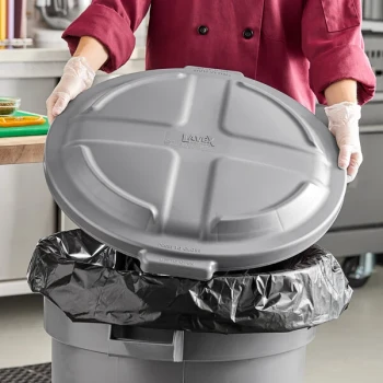 Lavex 32 Gallon Gray Round Dome Trash Can Lid