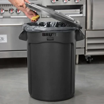 Rubbermaid® BRUTE 32 Gallon Black Executive Round Trash Can and Lid