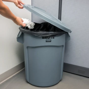 Rubbermaid® BRUTE 20 Gallon Gray Round Trash Can and Lid