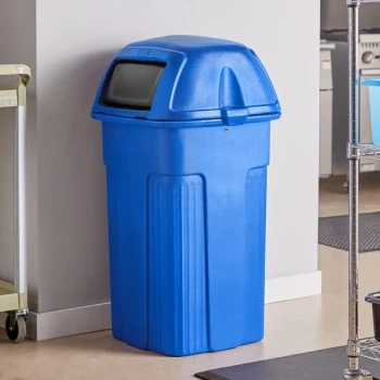 Toter ST35BLKT Slimline Blue 35 Gallon Square Trash Can with Square Dome Lid