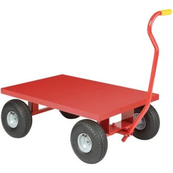 Little Giant 24" x 36" Red Steel Wagon Truck with Flush Edges and 10" Pneumatic Wheels LW-2436-10P-FSD
