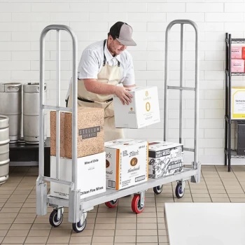 Lavex 16" x 60" Aluminum Folding Utility Cart - 1500 lb. Capacity