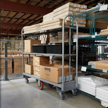 Lavex 16" x 60" Heavy-Duty Steel U-Boat Utility Cart with Two Removable Shelves - 2000 lb. Capacity