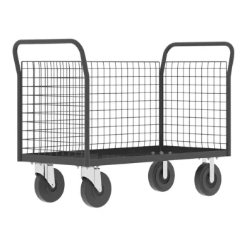 Valley Craft 48" x 24" 2,000 lb. Gray 3-Sided Platform Cage Cart F80125VCGY -