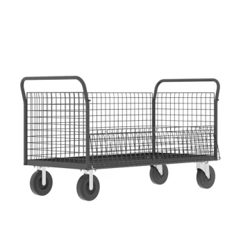Valley Craft 60" x 30" 2,000 lb. Gray 4-Sided Platform Cage Cart F80119VCGY