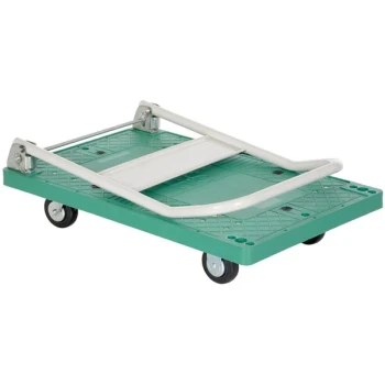 Vestil FPT-2133 21 1/2" x 33 1/2" Green Plastic Platform Truck with Folding Handle - 500 lb. Capacity