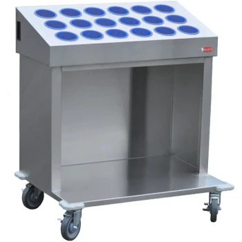 Steril-Sil CRT36-18RP-BLUE 36" Open Base Stainless Steel Silverware / Tray Cart with 18 Blue Silverware Cylinders