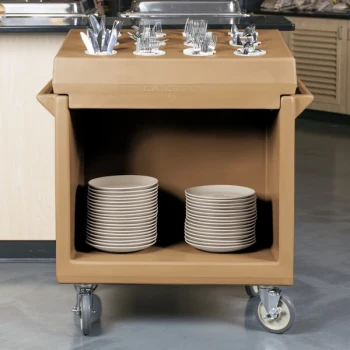 Cambro TDC2029157 Coffee Beige Tray / Dish Cart - 38" x 22" x 34"