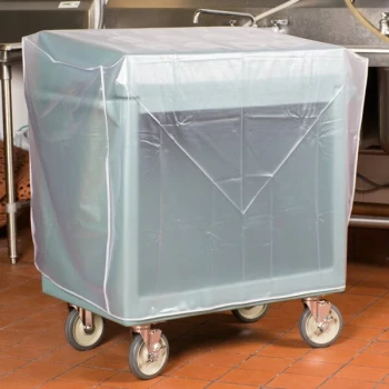 Cambro TDCR12401 Slate Blue Tray and Dish Cart with Cutlery Rack and Protective Vinyl Cover