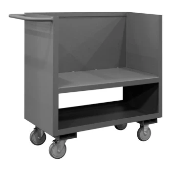 Durham Mfg 24" x 36" 14 Gauge Steel Low-Deck Truck with 1 Fixed 3-Sided Solid Shelf with 5" Polyurethane Casters - 1,200 lb. Capacity 3SLT-2436-1.2K-95
