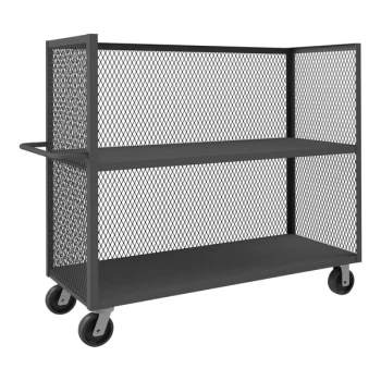 Durham Mfg 30" x 48" 14 Gauge Steel 2-Shelf 3-Sided Mesh Truck with 6" Phenolic Casters - 3,000 lb. Capacity 3ST-EX3048-2-95