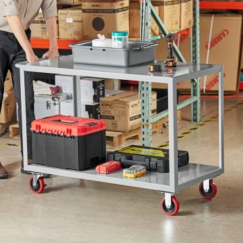 Lavex 48" x 24" x 35" Two Shelf Steel Utility Cart - Fully Welded