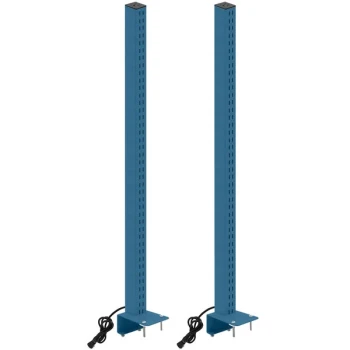 BenchPro Kennedy Series 36" Dark Blue Upright Set with Legs and Power Plug for Butcherblock Tabletop UPB36