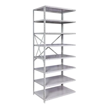 Hallowell MedSafe Hi-Tech 36" x 12" x 87" Antimicrobial Steel Open 8-Shelf Medium-Duty Shelving Add-On A4513-12PL-AM