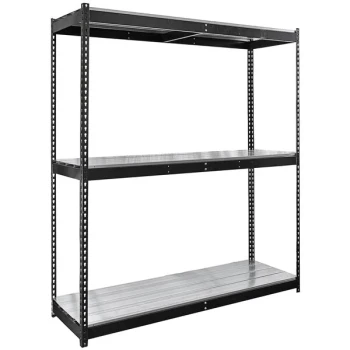 Hallowell 24" x 48" x 84" Black Double Rivet 3-Shelf Boltless Shelving with EZ-Deck Decking, 2100 lb unit capacity