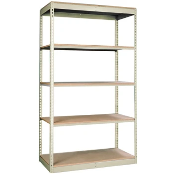 Hallowell 24" x 36" x 84" Tan Single Rivet 5-Shelf Boltless Shelving, No Decking, 1750 lb unit capacity
