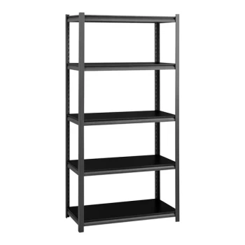 Hirsh 20996 36" x 18" x 72" Gunmetal Gray Heavy-Duty Five-Shelf Boltless Shelving Unit with Black Laminated Decking