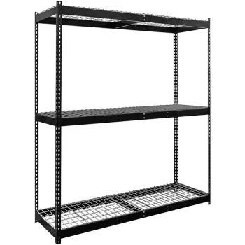 Hallowell 36" x 48" x 84" Black Double Rivet 3-Shelf Boltless Shelving with Wire Decking, 1500 lb unit capacity