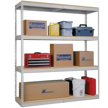 Hallowell 24" x 48" x 84" Tan Medium-Duty Double Rivet 4-Shelf Boltless Shelving, No Decking, 3000 lb unit capacity
