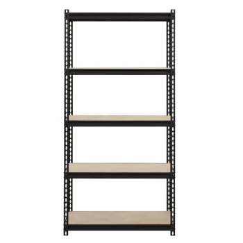 Hirsh 20992 36" x 18" x 72" Black Crinkle Heavy-Duty Five-Shelf Boltless Shelving Unit with Particleboard Decking