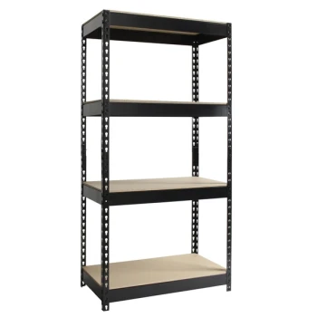 Hirsh 17125 30" x 16" x 60" Black Heavy-Duty Four-Shelf Boltless Shelving Unit with Particleboard Decking