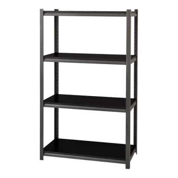 Hirsh 20995 36" x 18" x 60" Gunmetal Gray Heavy-Duty Four-Shelf Boltless Shelving Unit with Black Laminated Decking