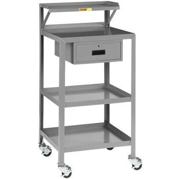 Little Giant 22" x 24" Mobile 3 Shelf Steel Shop Desk with Drawer PSR-2224-3RBKDR